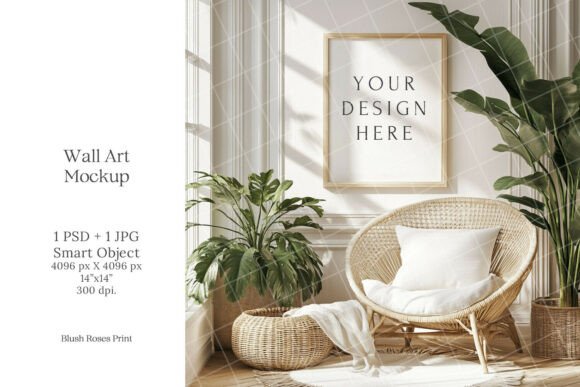 Download Boho Wall Art Mockup PSD Smart Object - Wall art Collection